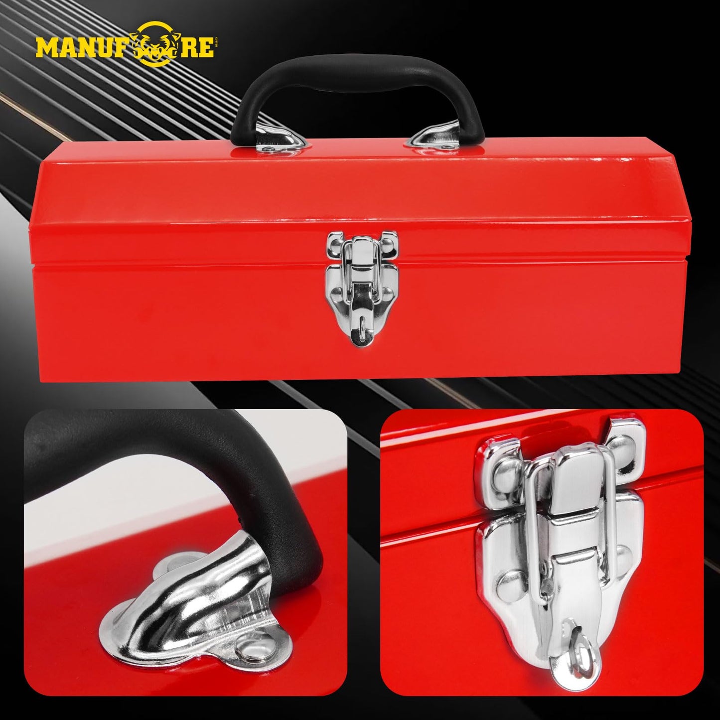 - MANUFORE 16" Metal Tool Box | Lightweight and Sturdy Storage Box -
