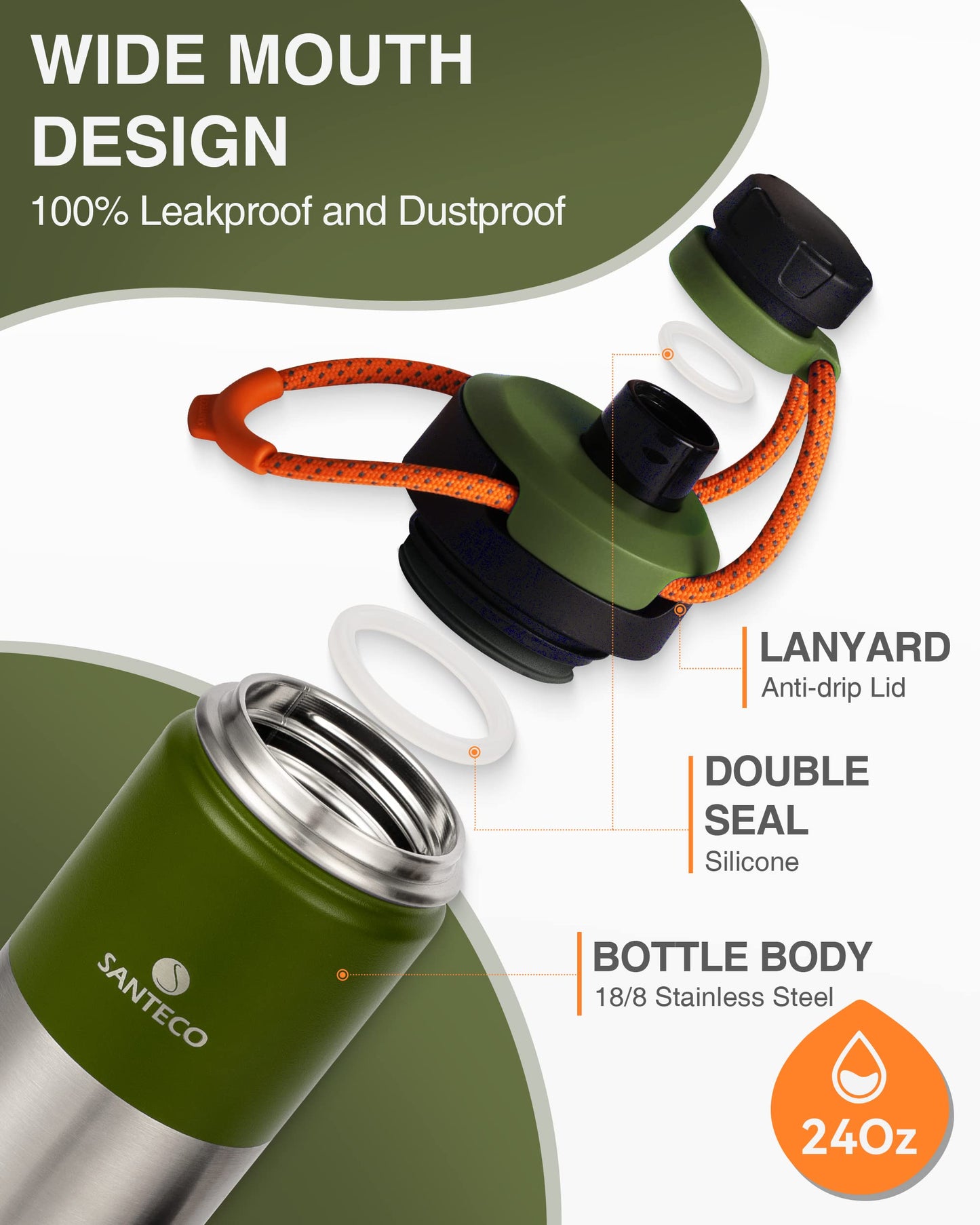 - Santeco Water Bottle 710/500ml |Stainless Steel Flask -