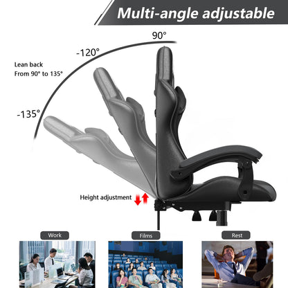 bigzzia Gaming Chair Office Chair Desk Chair Swivel Heavy Duty Chair Ergonomic Design with Cushion and Reclining Back Support (Gray)