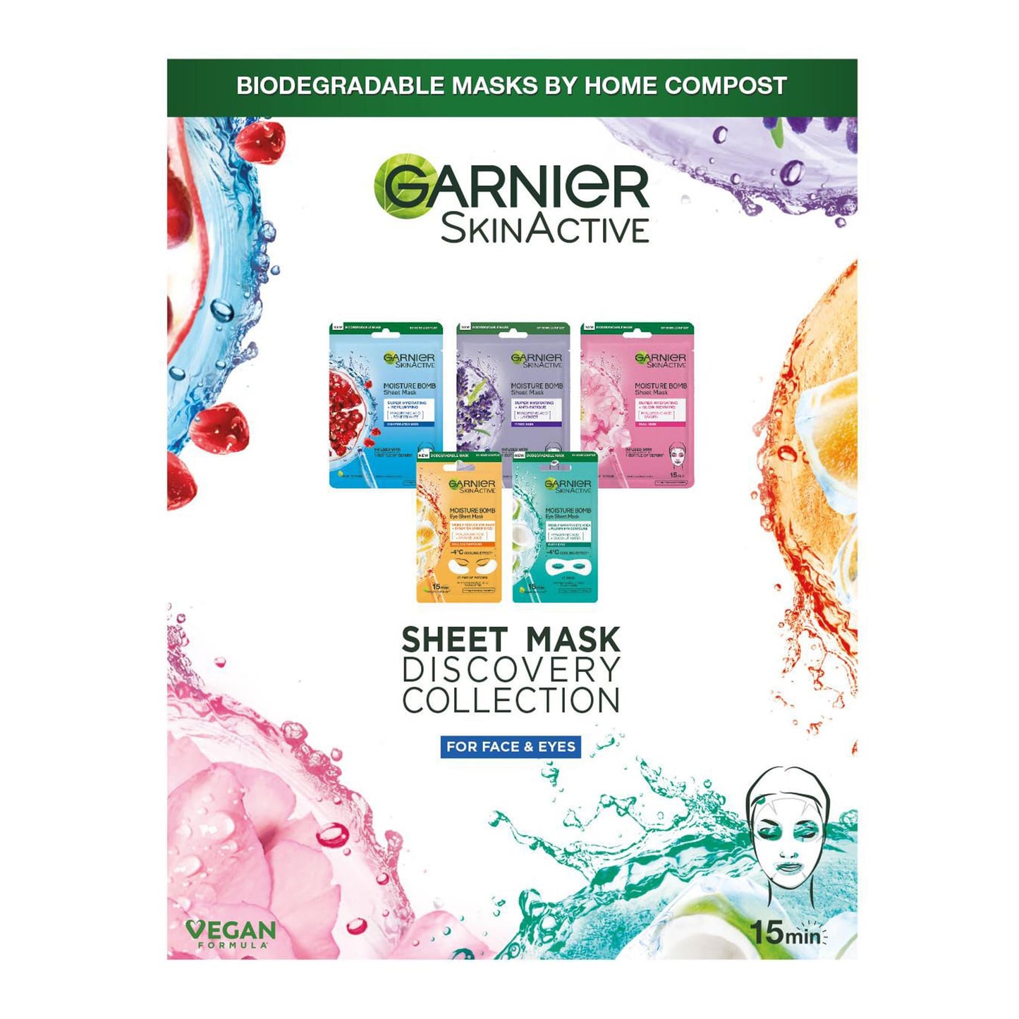 -[ Garnier Sheet Mask Discovery Collection | Face & Eye Sheet Masks for Dehydrated | Dull and Tired Skin -