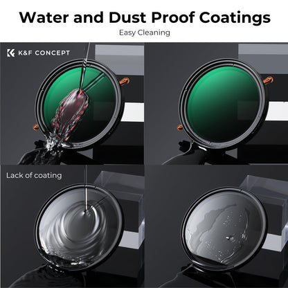 - K&F Concept 52mm Versatile ND2-32 & CPL Filter | Variable ND Polarizing | 24-layer Coating | Waterproof 5 stop ND Polarizer Optical Glass -