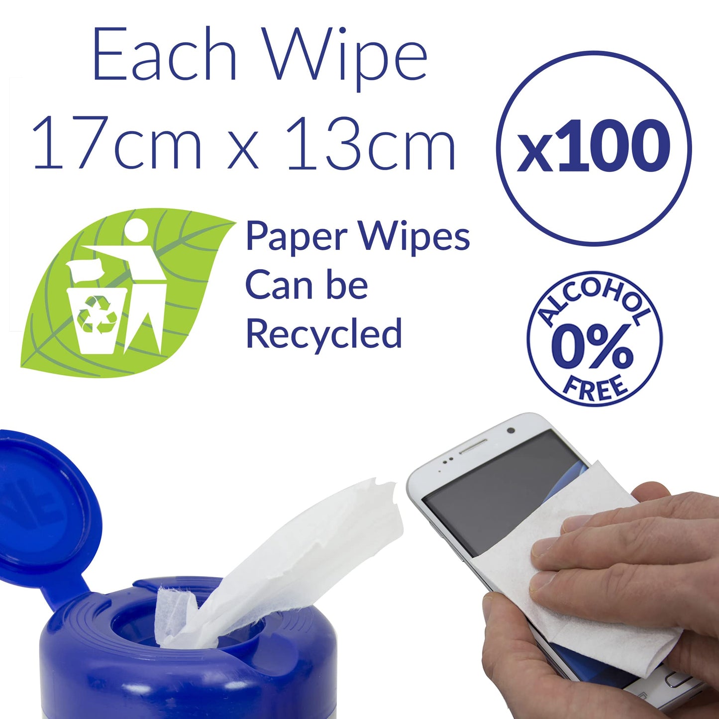 AF Anti Static Screen Cleaning Wipes - Pre-moistened for Computer, laptop, TV, Tablets, Phone etc. Tub x100
