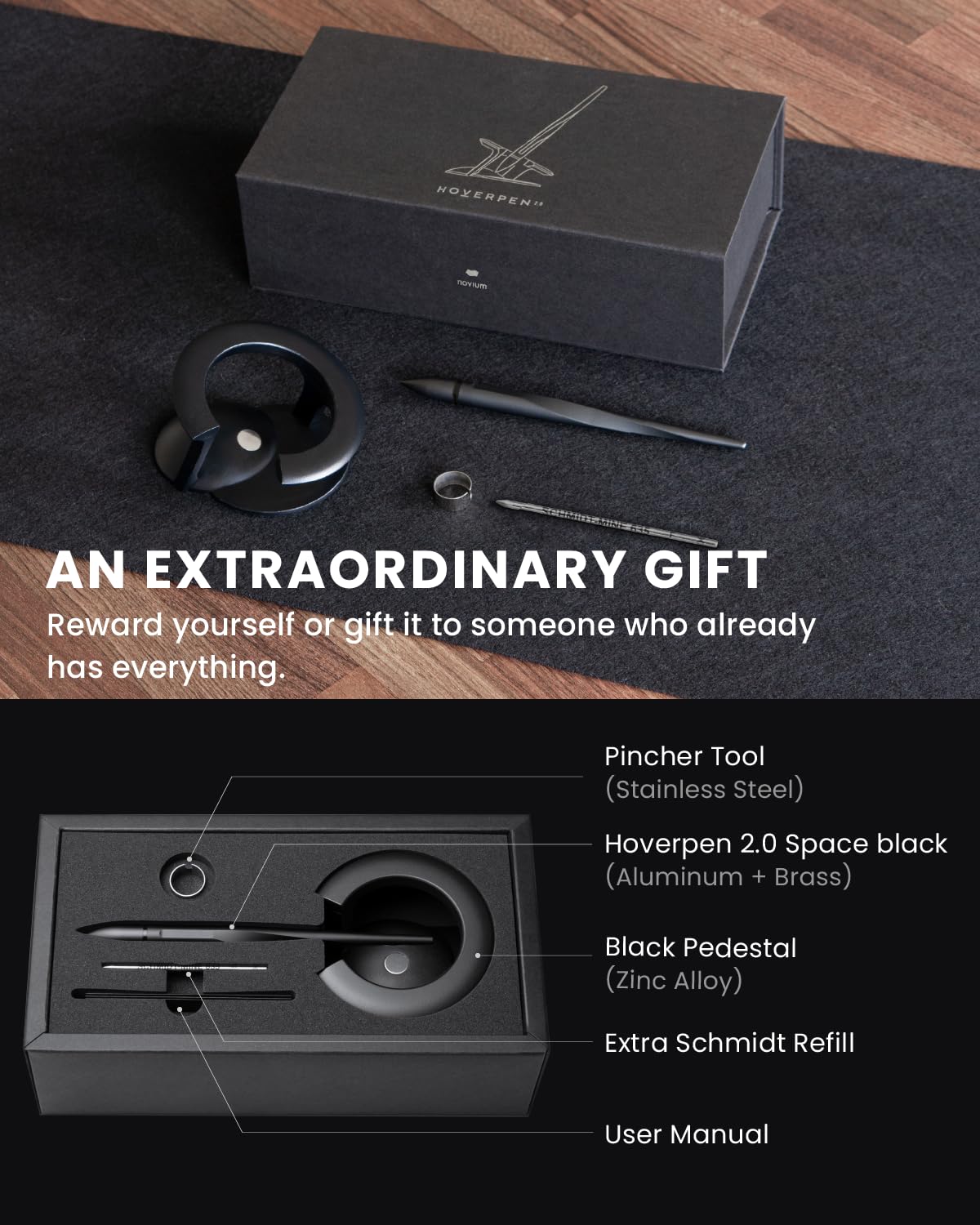 - novium Hoverpen Interstellar Edition  | Futuristic Luxury Pen Made With Aerospace Alloys -