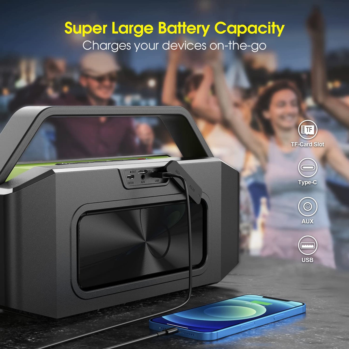 - W-KING Bluetooth Speaker, 100W PEAK 60W Loud Portable Wireless Waterproof Bluetooth Speaker IPX6