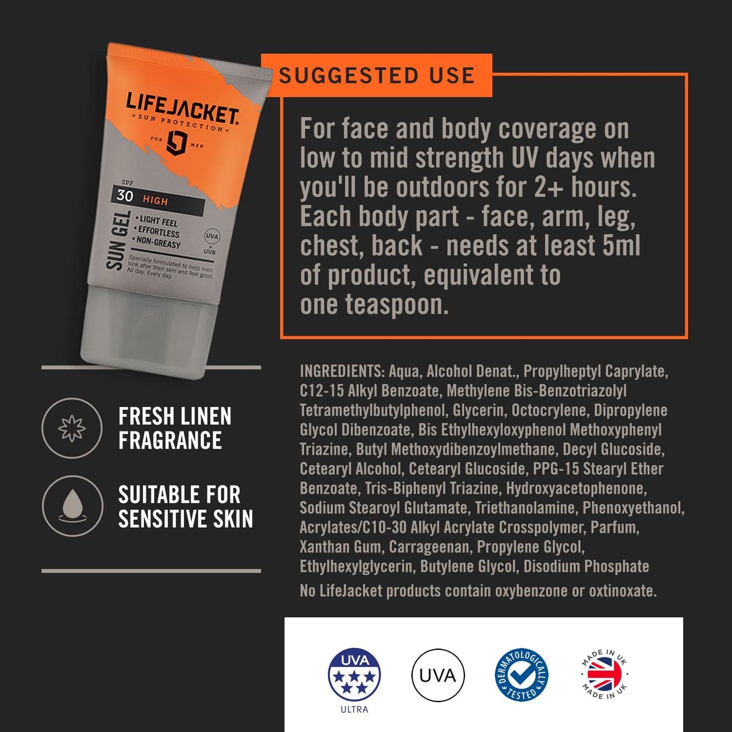 - LifeJacket Sun Protection Gel | SPF 30 | UVA 5* Sun Cream/Sunscreen -