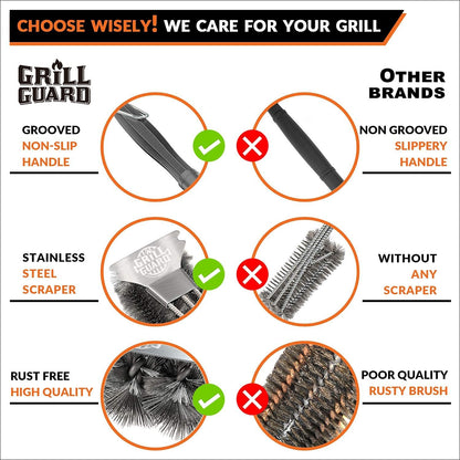 BBQ Grill Cleaning Brush&Scraper – Barbecue Wire Brush for Grill– 18'' Stainless Grill Grate Cleaner - Safe Grill Accessories&Tools for Weber Gas/Charcoal/Electrical/Infrared- Gifts for Men