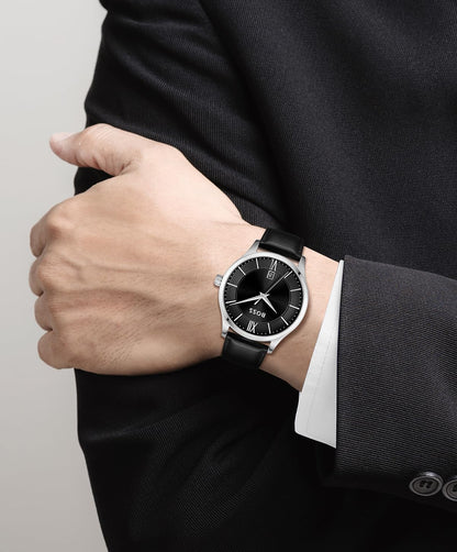 BOSS Analogue Quartz Watch for Men with Black Leather Strap - 1513954