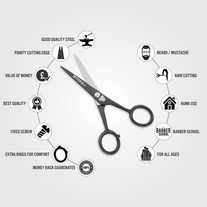 - STONLI 4.5 inches Beard and Moustache Scissors | Nose Hair Trimming Stainless Steel Scissors -