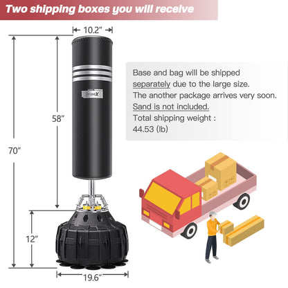 - Dripex 70 Inch Upgrade Free Standing Punch Bag | Boxing Bag with ABS Base | 19 Suction Cups -