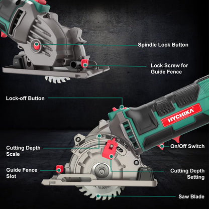 - HYCHIKA Mini Circular Saw | Circular Saw | 3pcs Saw Blades (85mm) | Scale Ruler | 500W Pure Copper Motor | 4500RPM -