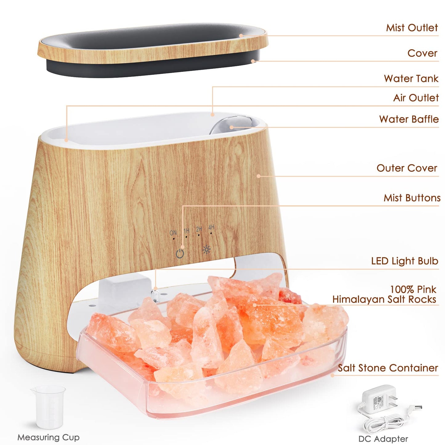 - SALKING 2-in-1 Ultrasonic Essential Oil Diffuser | Himalayan Salt Lamp -