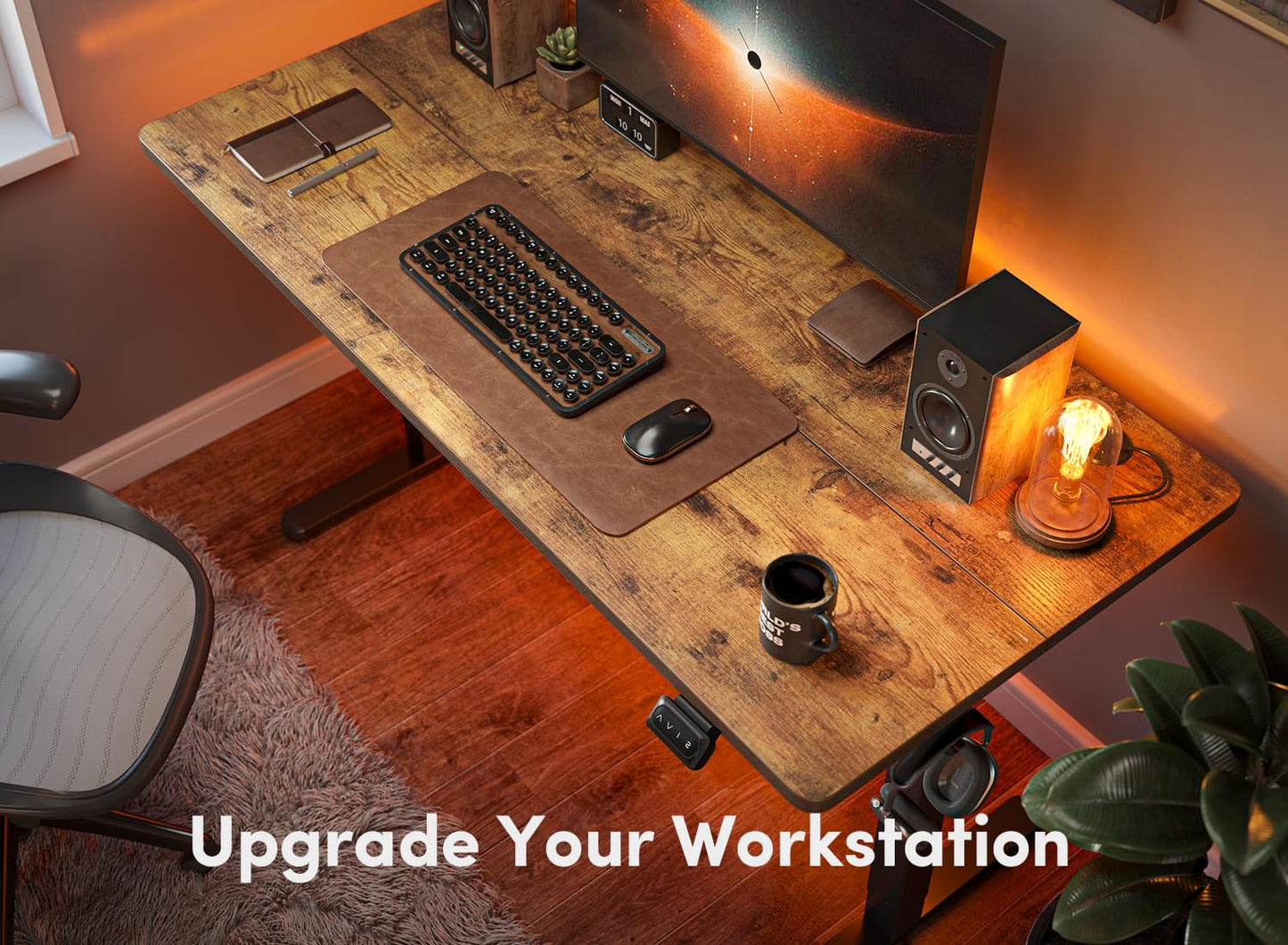 - FEZIBO Height Adjustable Electric Standing Desk | 100 * 60 cm Stand up Table | Sit Stand Home Office Desk with Splice Board -