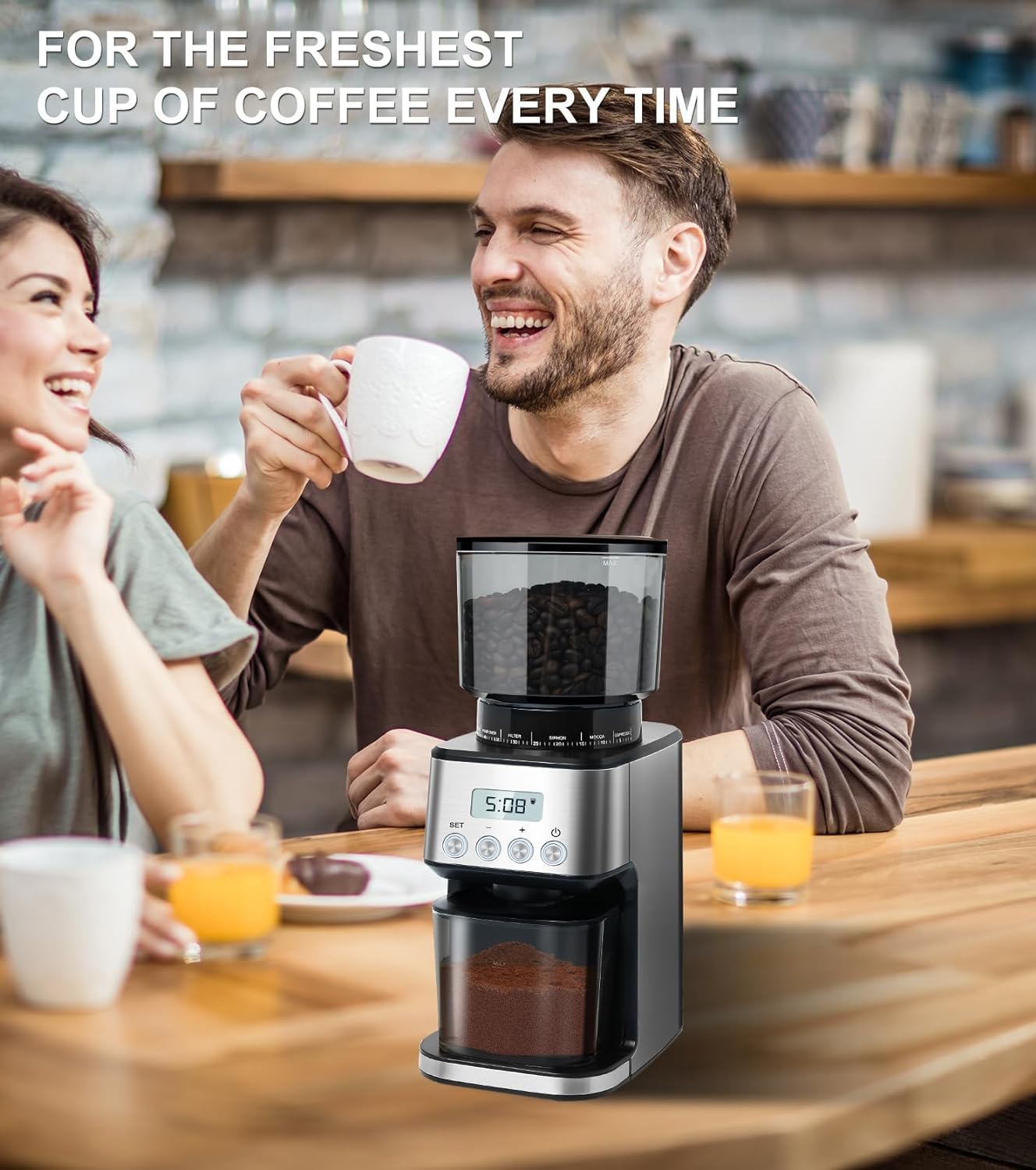 - Homtone Coffee Grinder Electric Conical Burr | Adjustable Coffee Grinder | 51 Precise Settings -