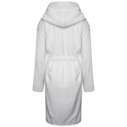 Daisy Dreamer Womens Robe Luxury Terry Towelling 100% Cotton Dressing Gown Bathrobe Highly Absorbent Ladies Hooded Bath Wrap, White 12-14
