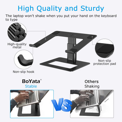 BoYata Laptop Stand, Height adjustable Ventilated Laptop Holder, Notebook Stand Compatible with 10-17'' MacBook Pro/Air, Dell, HP, Samsung, Acer
