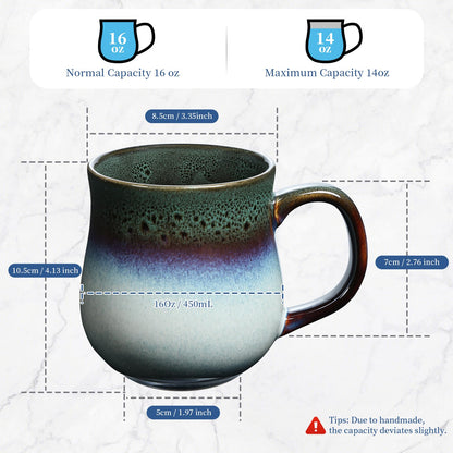 - RELEDESA 450ml Large Ceramic Coffee Mug | Big Handle | 16 Oz Handmade Glazed Tea Cup for Office and Home -