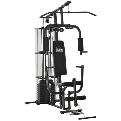 - HOMCOM Multi-Exercise Gym Workout Station | 45Kg Weight Stack Training System | Full Body Fitness for Home Gym -