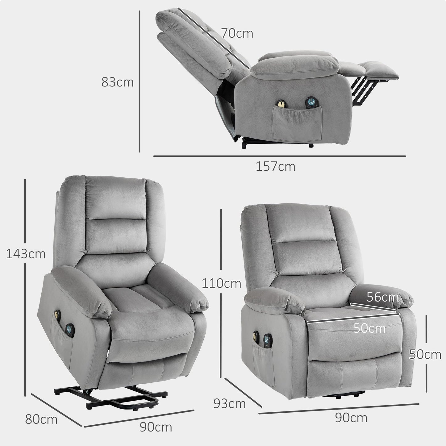 - HOMCOM Power Lift Riser and Recliner Chair | Vibration Massage and Heat -