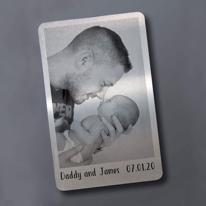 - RED OCEAN Personalised Gift For New Dad | METAL Keepsake Photo Card For Wallet -