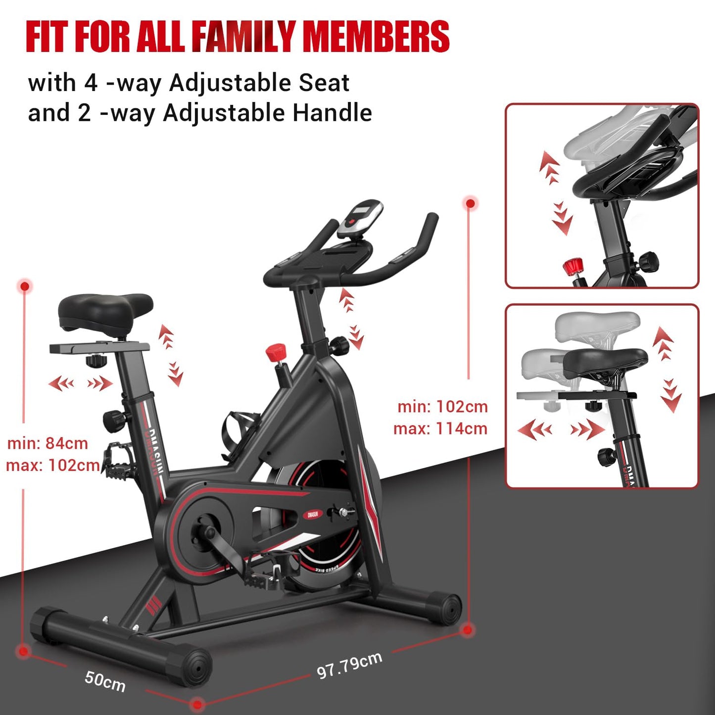 - DMASUN Indoor Exercise Bikes | Plus Magnetic Resistance Stationary Bike | Spinning Bike For Home Training Cardio Workout -