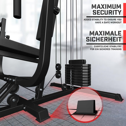 - Physionics® Multi-Gym | 40kg Weight Stack | Lat Pulldown | Leg Extension | Chest Press -