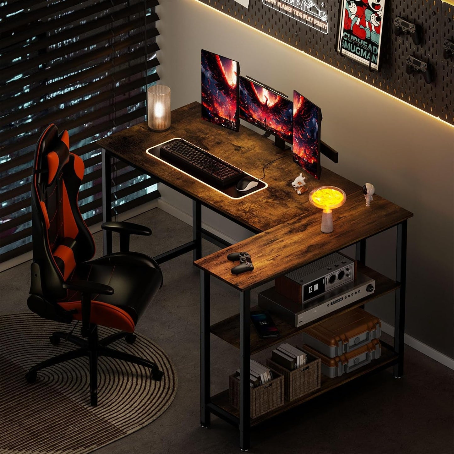 - WOODYNLUX L Shaped Desk - 43 Inch Gaming Desk, Computer Corner Desk