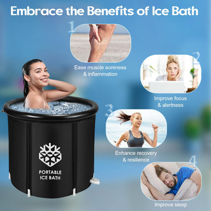 - Ice Bath Tub 376L Ice Bath Outdoor | High Capacity Cold Water Therapy Tub for Athletes | Durable Cold Plunge Pool | Portable and Insulated Cold Plunge Tub -