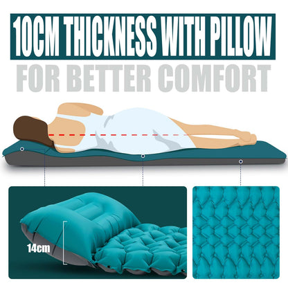 Camping Sleeping Self Inflating Mat: 10cm Thick Lightweight Single Camp Air Bed & Connectable Double Camping Pads & Compact Inflatable Roll Camping Mattress for Outdoor Hiking Backpacking
