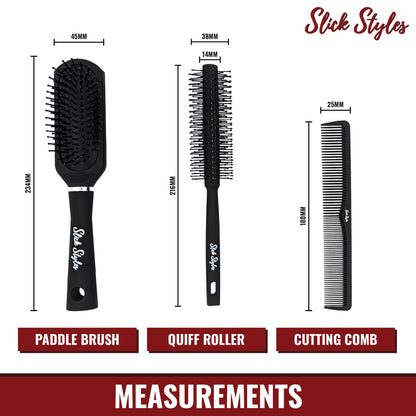 - Slick Styles Hair Brush and Hair Comb Set of 6 for Styling | Mens Hair Brush Set -
