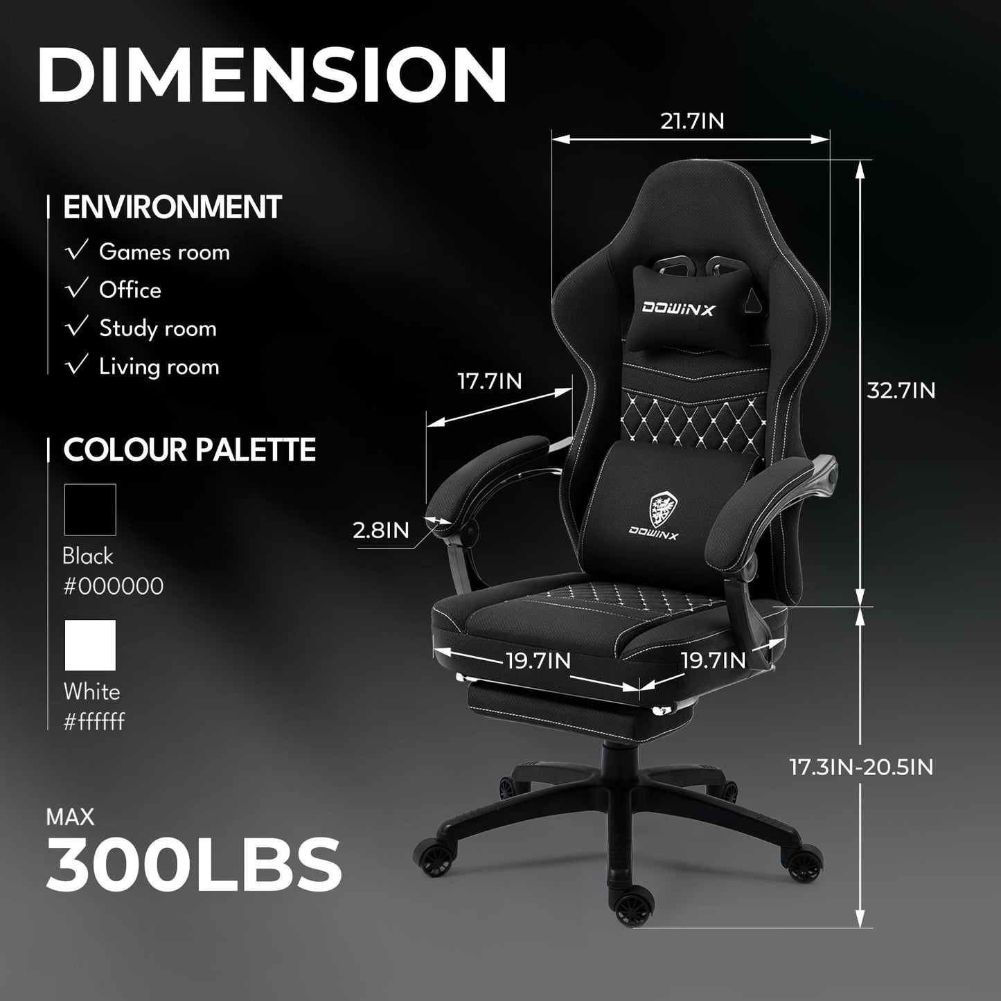 - Dowinx Gaming Chair Fabric with Pocket Spring Cushion | Massage Gaming Chair with Footrest|  Ergonomic PC Chair | Gamer Chair -