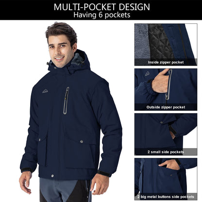 - donhobo Men's Waterproof Ski Jackets | Winter Fleece Windproof | Jacket Outdoor Hiking Windbreaker Coats -