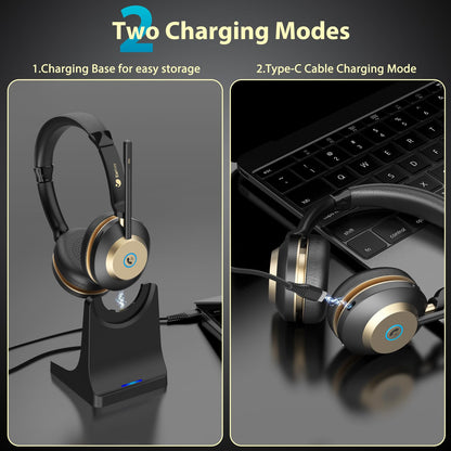 - Wireless Headset, Bluetooth Headset With Microphone Noise Canceling & USB Dongle