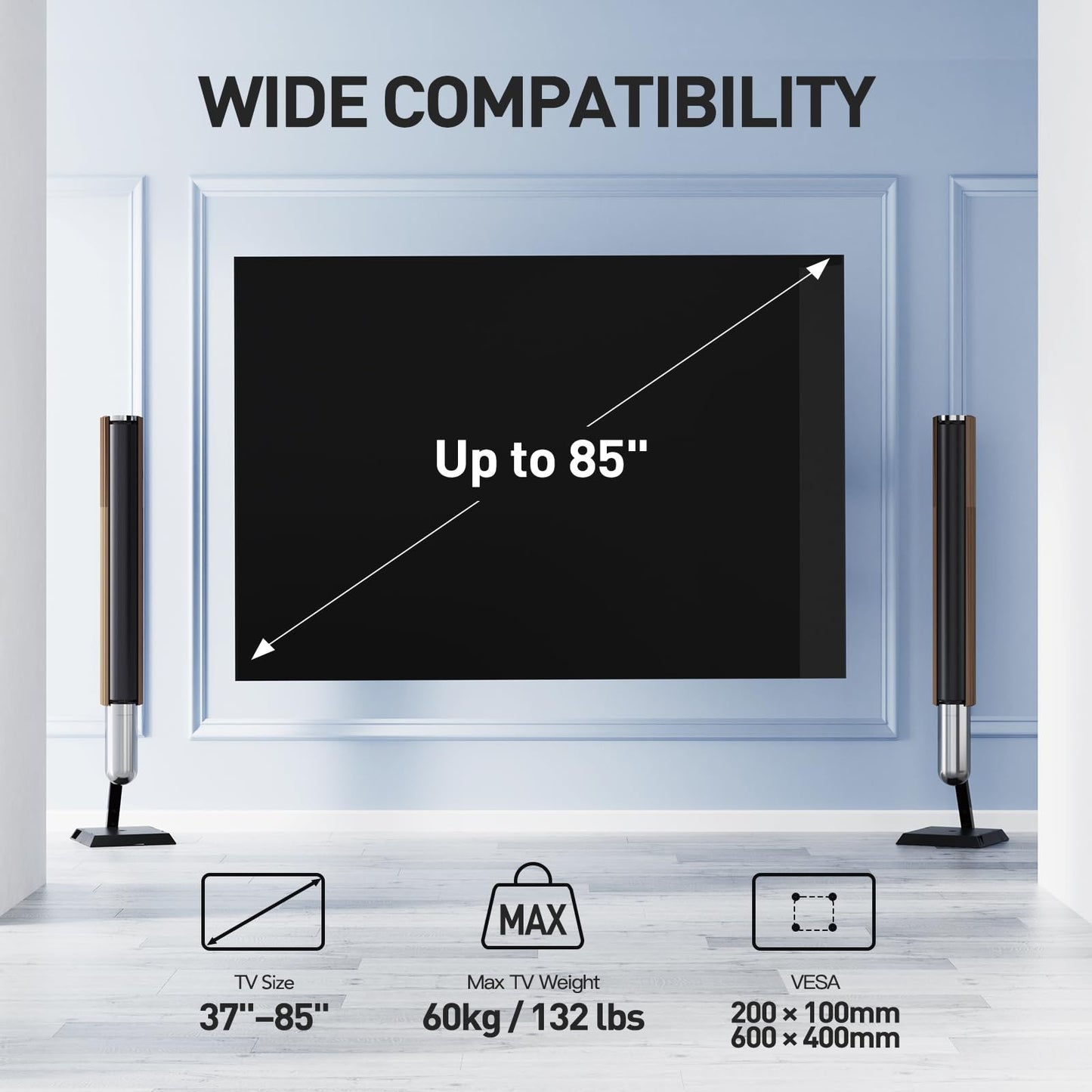 - PERLESMITH TV Wall Bracket | TV Bracket for 37-85 Inch TVs | Max 60kg | TV Wall Bracket -