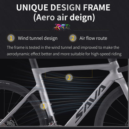 - SAVADECK Carbon Road Bike |T800 Carbon Fiber Frame | 700C Racing Bicycle -