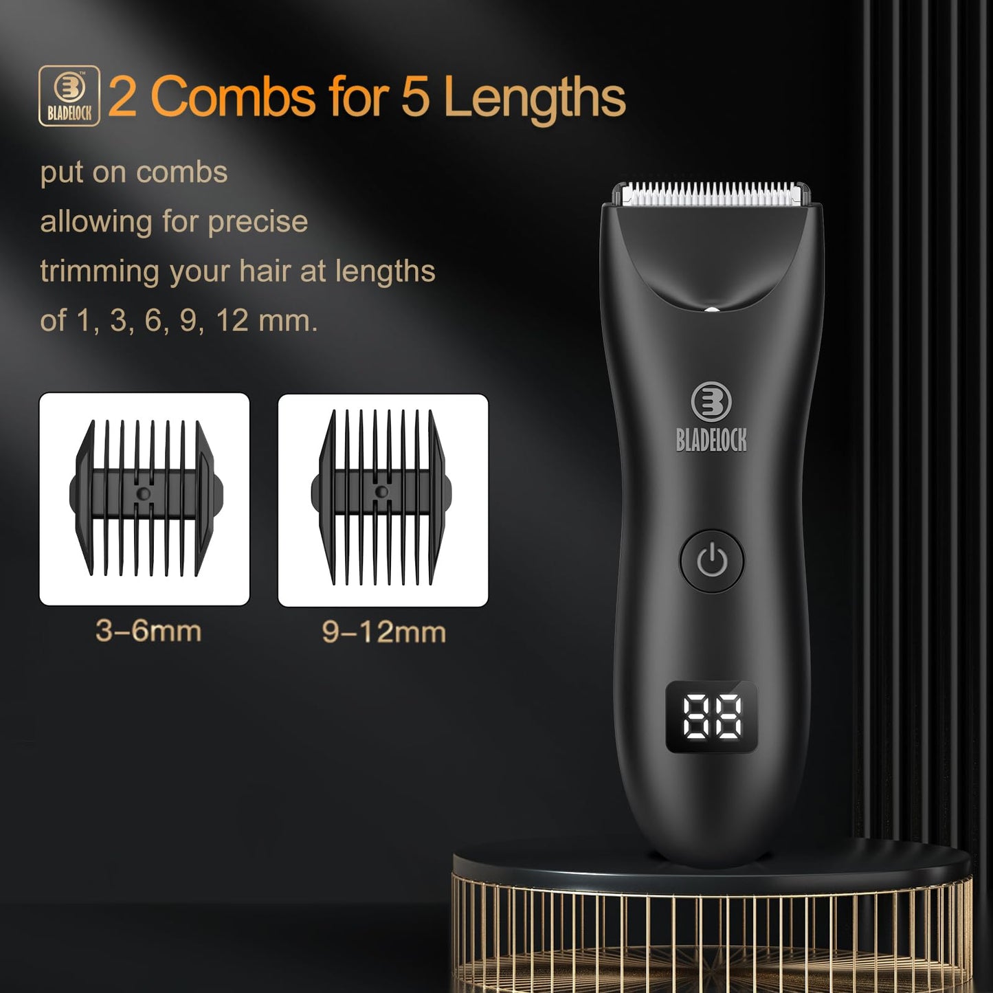 Body Hair Trimmer for Men, Electric Hair Clippers Ball Trimmer with Skin-Safe Blade, Waterproof Pubic Groin Hair Trimmer Grooming Kit with LCD Display & Recharge Dock