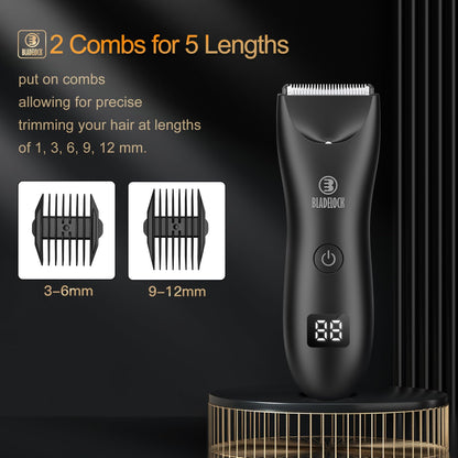 Body Hair Trimmer for Men, Electric Hair Clippers Ball Trimmer with Skin-Safe Blade, Waterproof Pubic Groin Hair Trimmer Grooming Kit with LCD Display & Recharge Dock