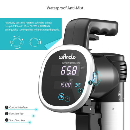 - Wancle Sous Vide Precision Cooker Immersion Circulator, Black-Classic