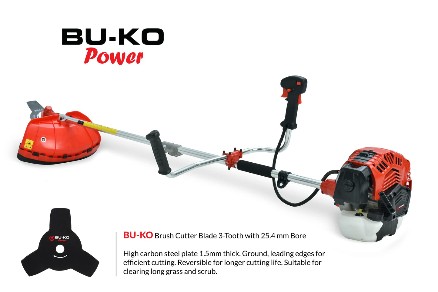 BU-KO 52cc Petrol Strimmer Garden Tool Including: String Trimmer, Brush Cutter with 3T Blade, Steel Wire Strummer Weed Brush Cutting Blade. Great Outdoor Power tool 1 Year Warranty