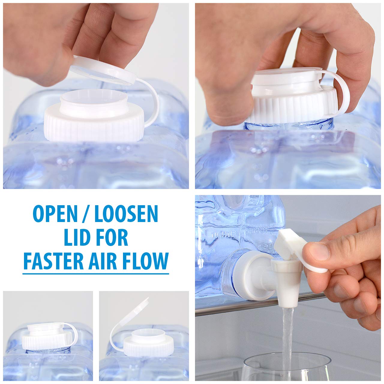 5.5 L Water Container Tap Desktop Dispenser - by Bar Amigos Plastic PETG Fridge Beverage Tank Liquid Drink Refillable Shelf Tap Great for Office Camping Juice Drinks Cocktail Holds 5.5 litres