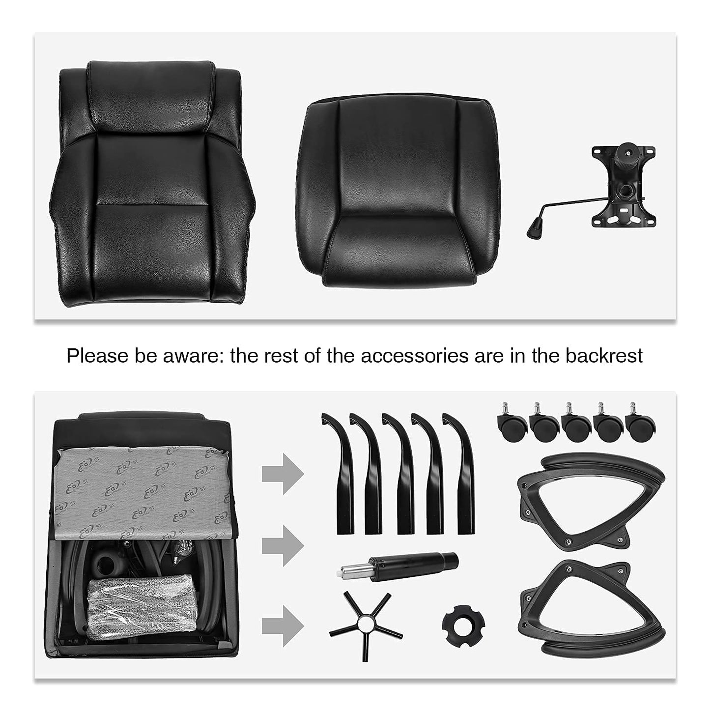 BASETBL Executive Office Chair, High Back Ergonomic Chairs with Padded Cushion, Heavy Duty PU Leather Chairs with Height Adjustable and Soft Armrest Reinforced Comfortable Desk Chair-Black New