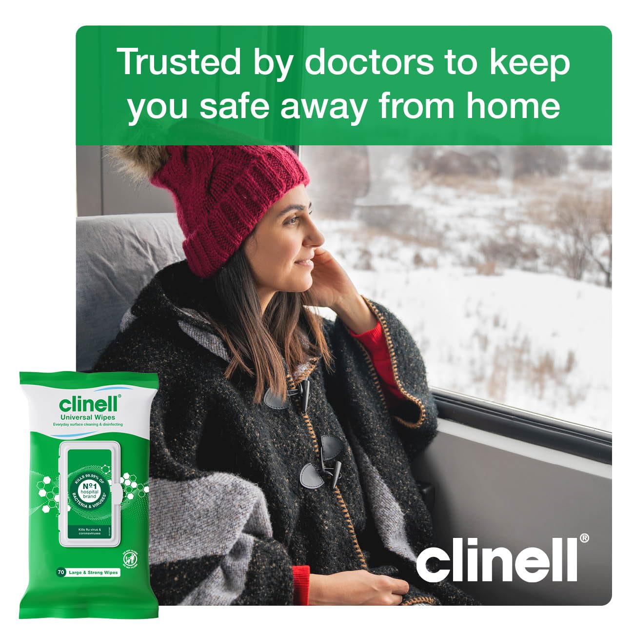 Clinell Universal Cleaning and Disinfecting Wipes for Home - Pack of 4 - 70 XL Wipes per Pack (280 Wipes) - with Moisture Lock Lid - Kills 99.99% of Germs, Antimicrobial, Quick Action