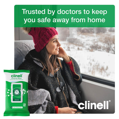 Clinell Universal Cleaning and Disinfecting Wipes for Home - Pack of 4 - 70 XL Wipes per Pack (280 Wipes) - with Moisture Lock Lid - Kills 99.99% of Germs, Antimicrobial, Quick Action