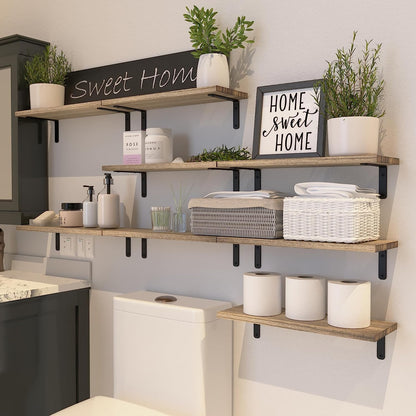 - Mardili Shelves Wood Wall Mounted Shelf | Rustic Shelves Set of 8 -