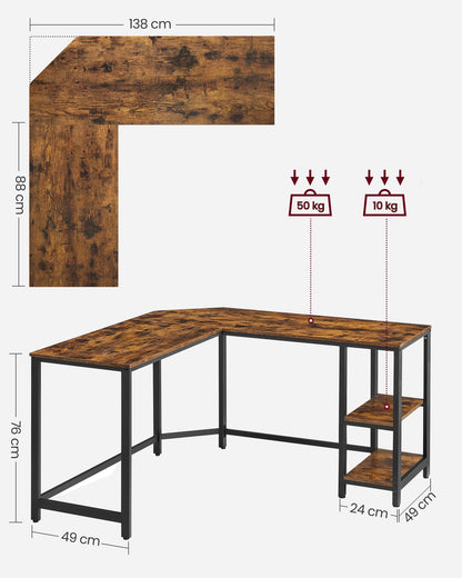 - VASAGLE Computer Desk, L-Shaped Corner Desk -