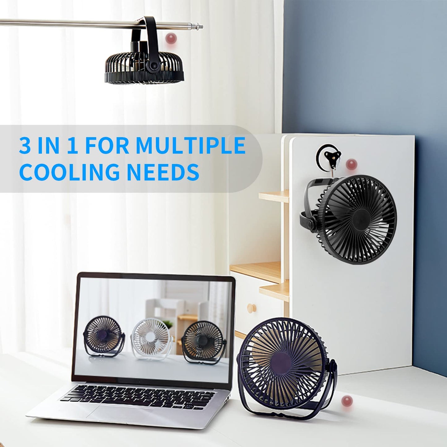 - Kazaigou USB Desk Fan | Small USB Powered Portable Desk Fan | 3 Speeds -
