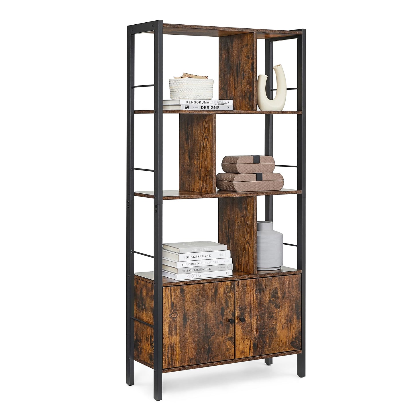 - VASAGLE Bookshelf, Storage Shelf, Large Bookcase with Doors -