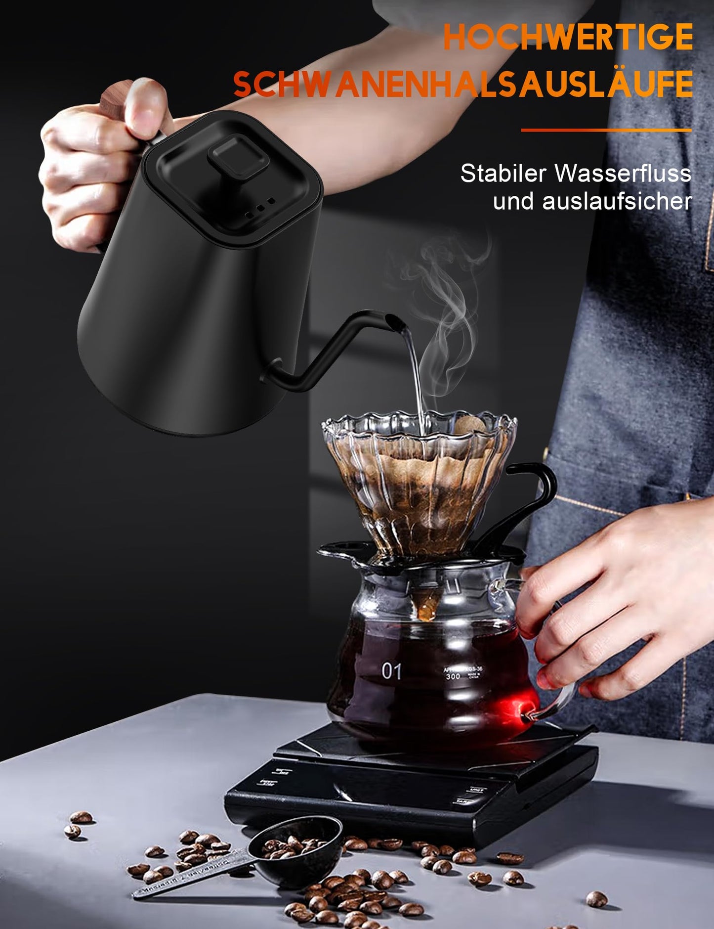 - Vmotal Stainless Steel Kettle with Temperature Setting, Gooseneck Kettle, 24-Hour Heat Function, Electric Tea Kettle with Temperature Display -