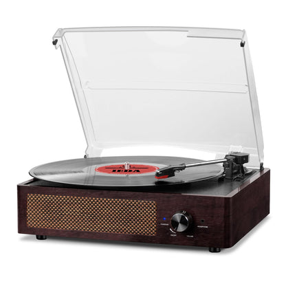- Mersoco Vinyl Record Player Bluetooth Belt-Driven 3-Speed Turntable | Built In Speakers -