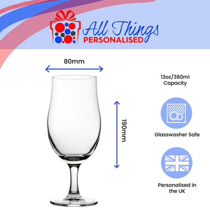 - Personalised Engraved 13oz Draft Style Stemmed Beer Glass -