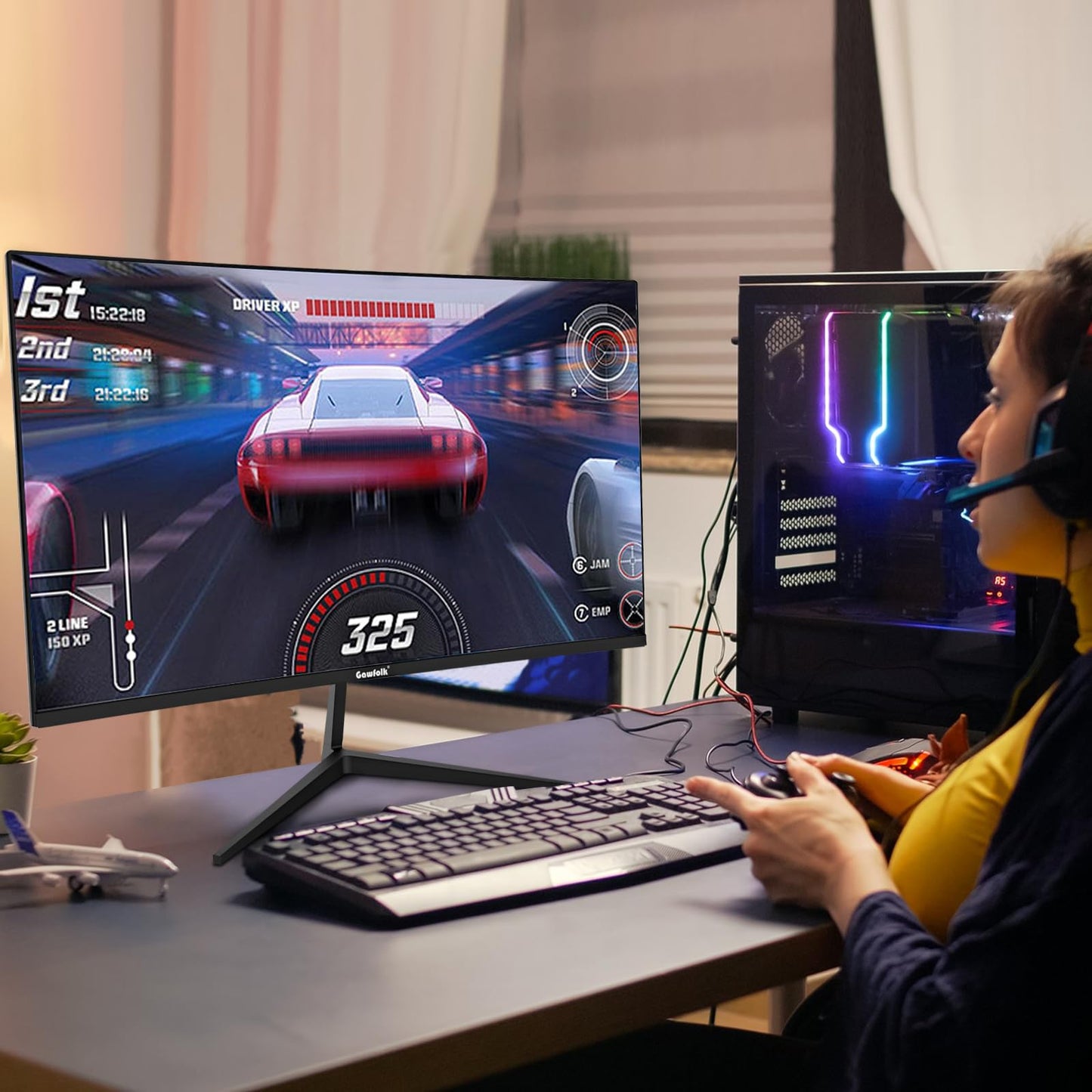- Gawfolk 24 Inch Curved PC Gaming Monitors 180hz | FHD 1080p 1ms without Bezel | freesync | 100% sRGB | 178 ° Angle View HDMI DisplayPort -